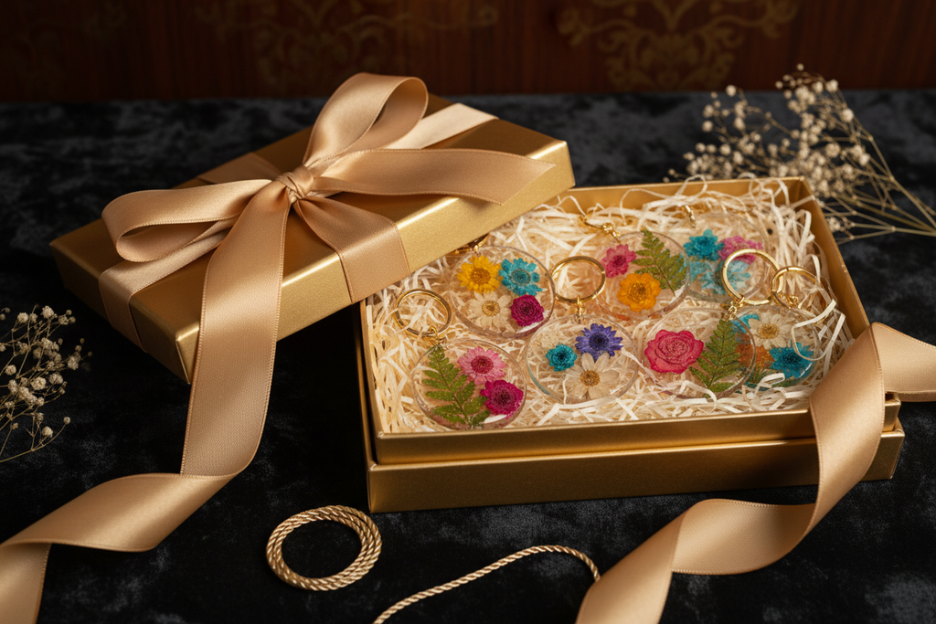 Dried Flower Keychains Gift Box