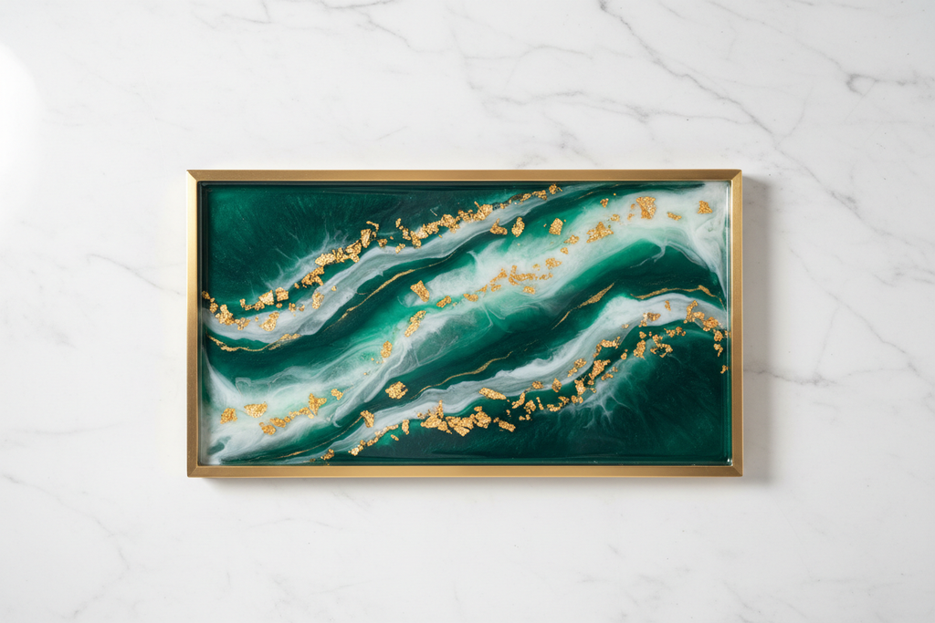Luxury Emerald Resin Tray - Hero Shot