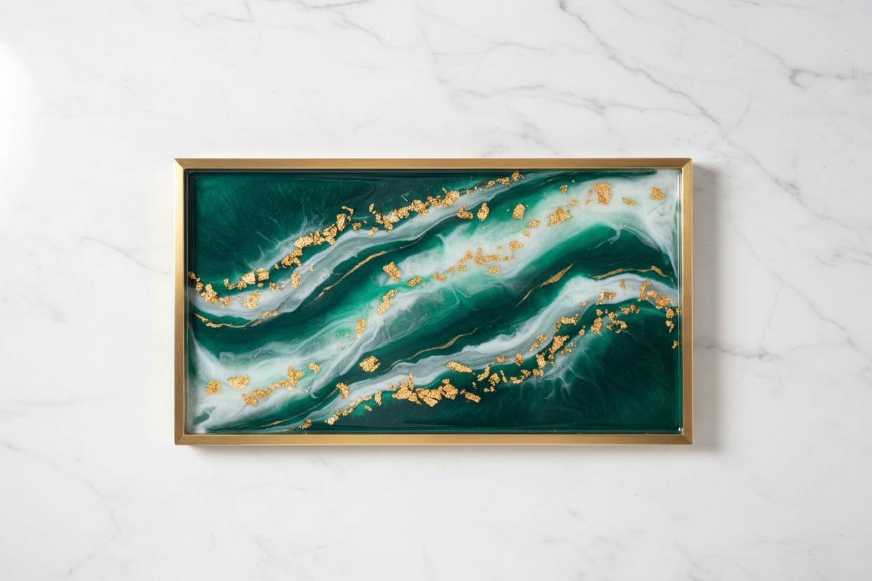Luxury Emerald Resin Tray - Hero Shot