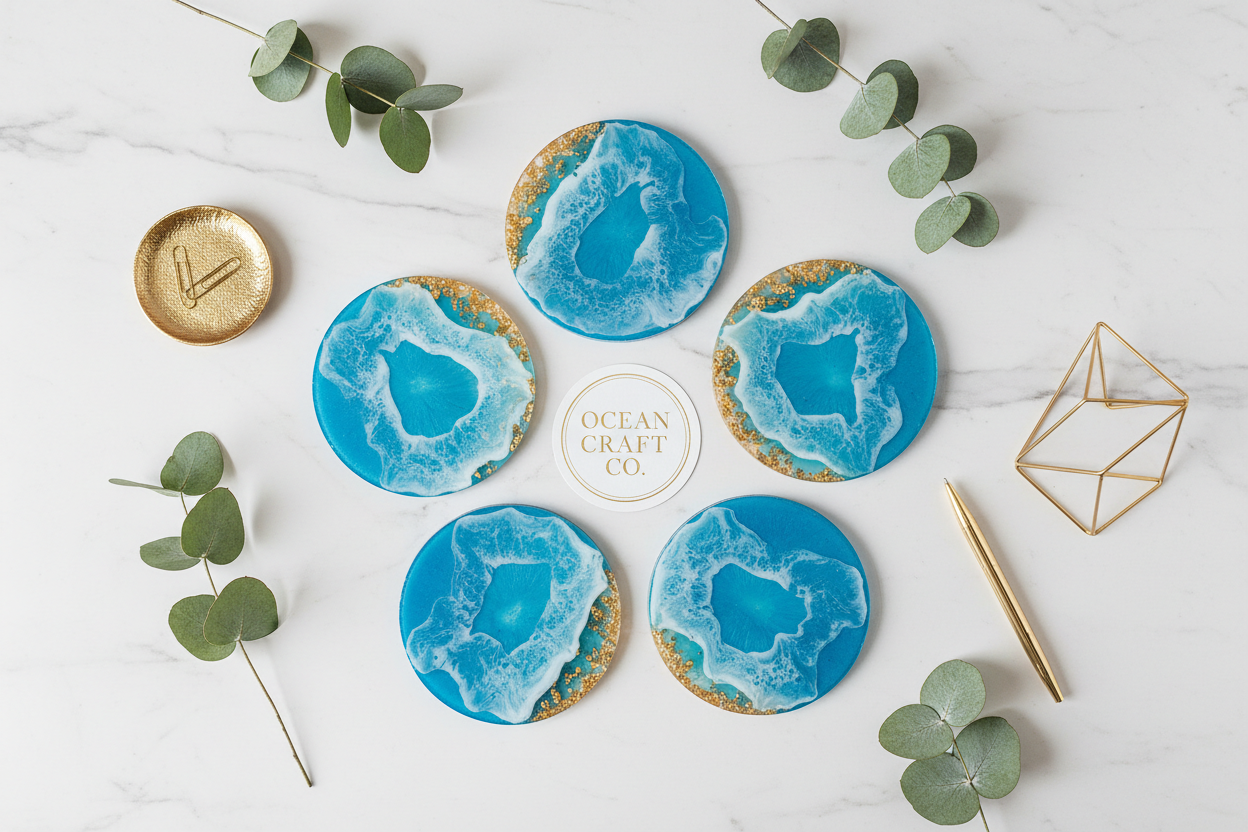Creative Flat Lay - Coasters with Gold Accessories