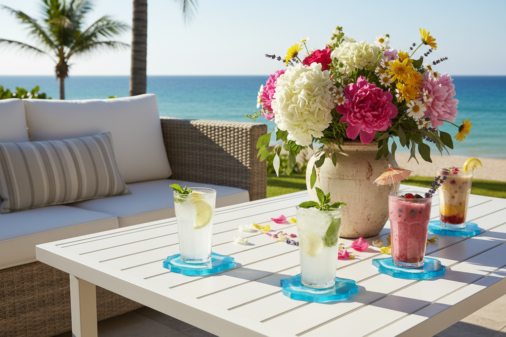 Outdoor Patio - Iced Drinks on Coasters