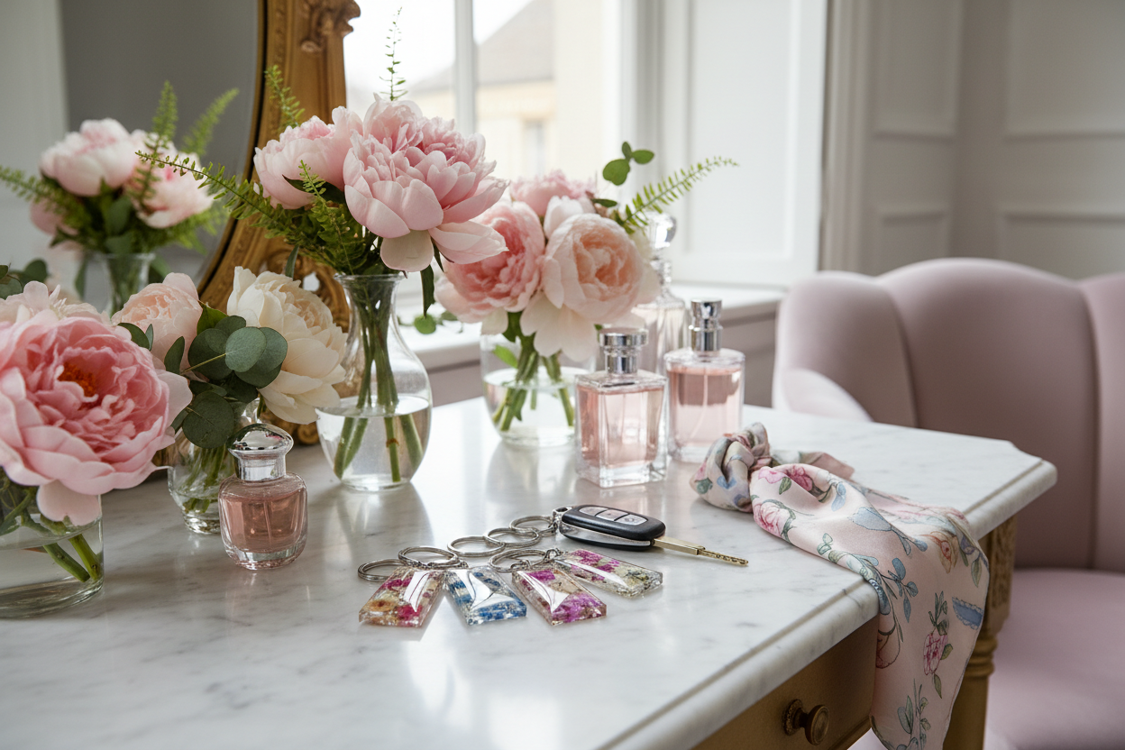 Dried Flower Keychains Lifestyle