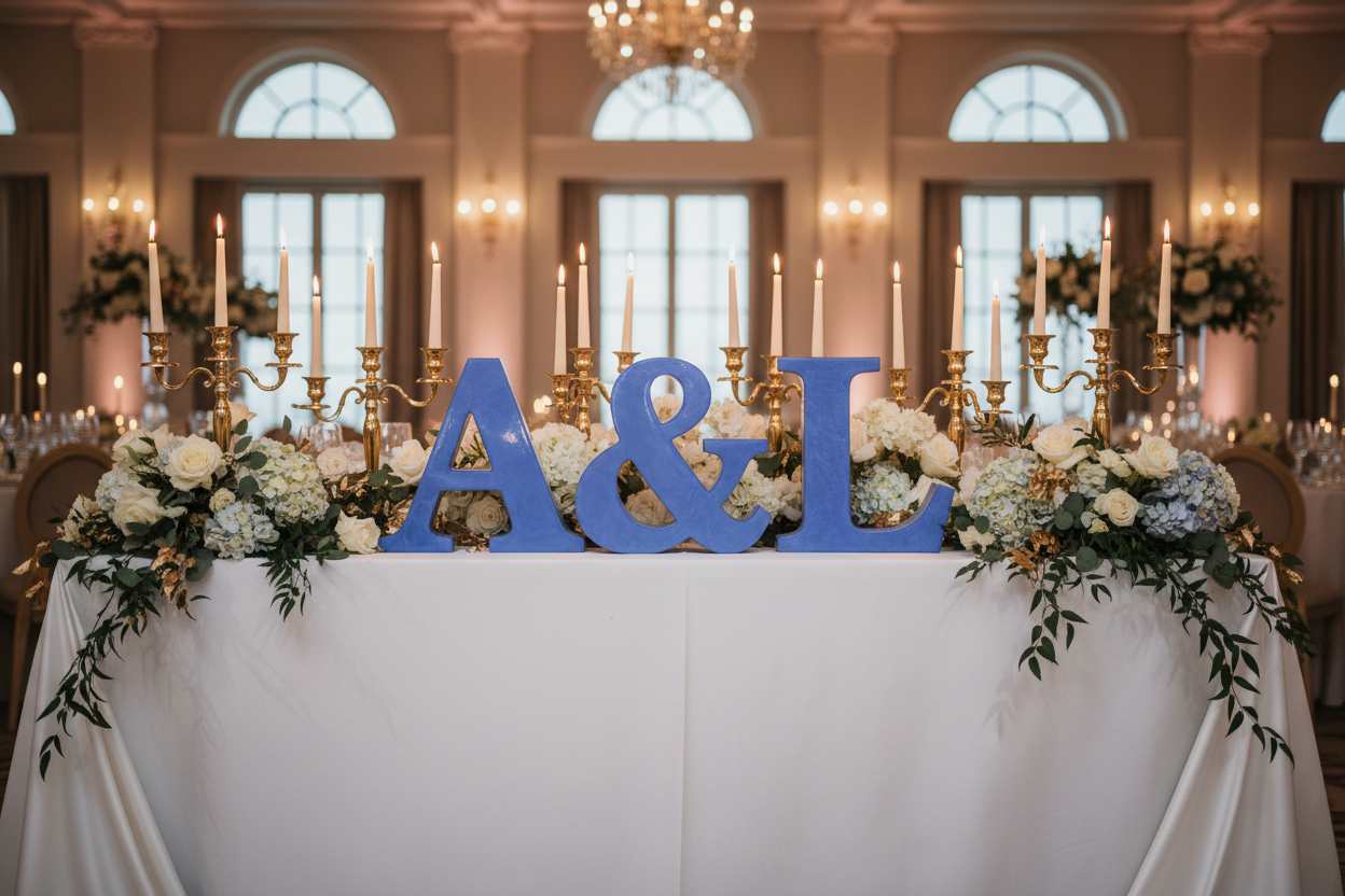 Wedding Decor - Couple Initials on Wedding Table