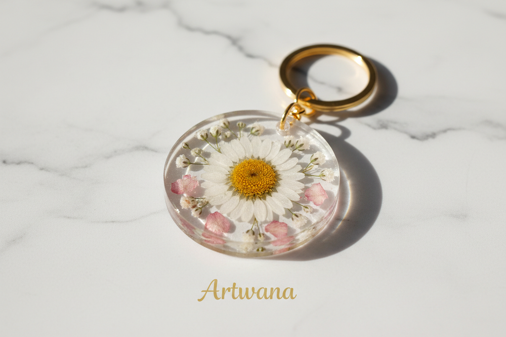 Clear Resin Mixed Botanicals Keychain